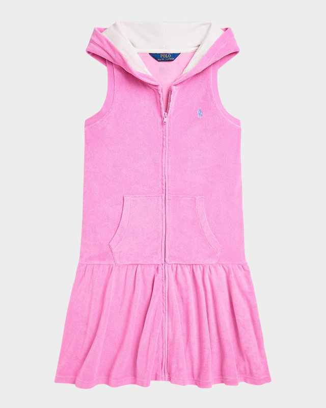Girl's Terry Cloth Hooded Cover Up, Size S-XL